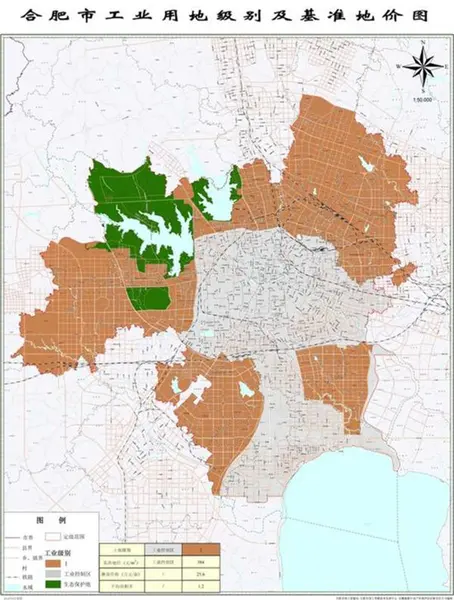 合肥市工业用地级别及基准地价图 合肥市工业用地级别及基准地价图