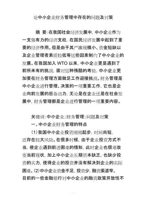 浅析我国中小企业财务管理中存在的问题及对策