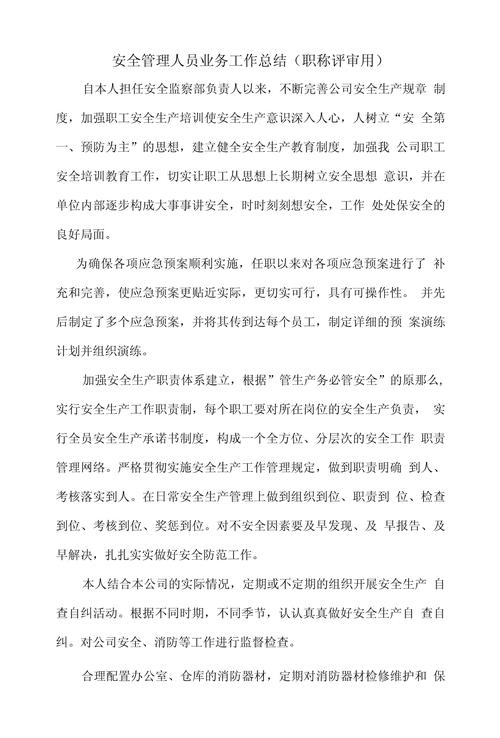 安全经理工作总结范文